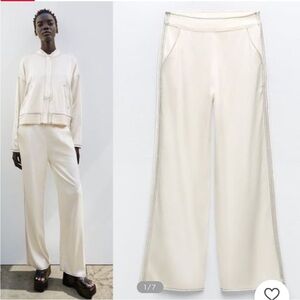 Zara Cream Women's Satin Pants